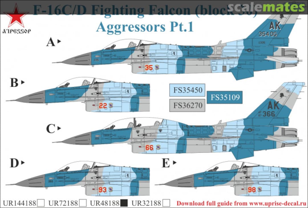 Boxart F-16C/D Fighting Falcon - Aggressors Pt.1 UR48188 UpRise Decal Boxart F-16C/D Fighting Falcon - Aggressors Pt.1 UR48188 UpRise Decal