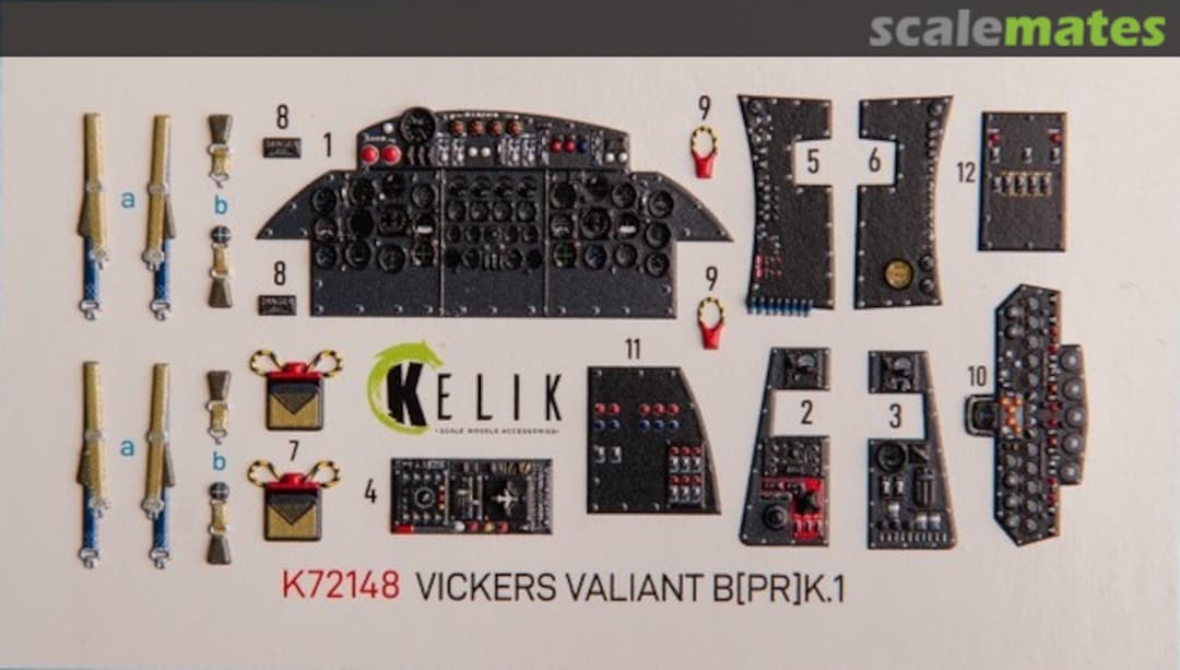 Boxart Vickers Valiant B(PR)K.1 Front Cockpit interior 3D decals K72148 Kelik Boxart Vickers Valiant B(PR)K.1 Front Cockpit interior 3D decals K72148 Kelik