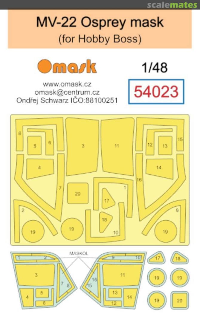 Boxart Boeing MV-22 Osprey Masks (for Hobby Boss kits) 54023 Omask Boxart Boeing MV-22 Osprey Masks (for Hobby Boss kits) 54023 Omask