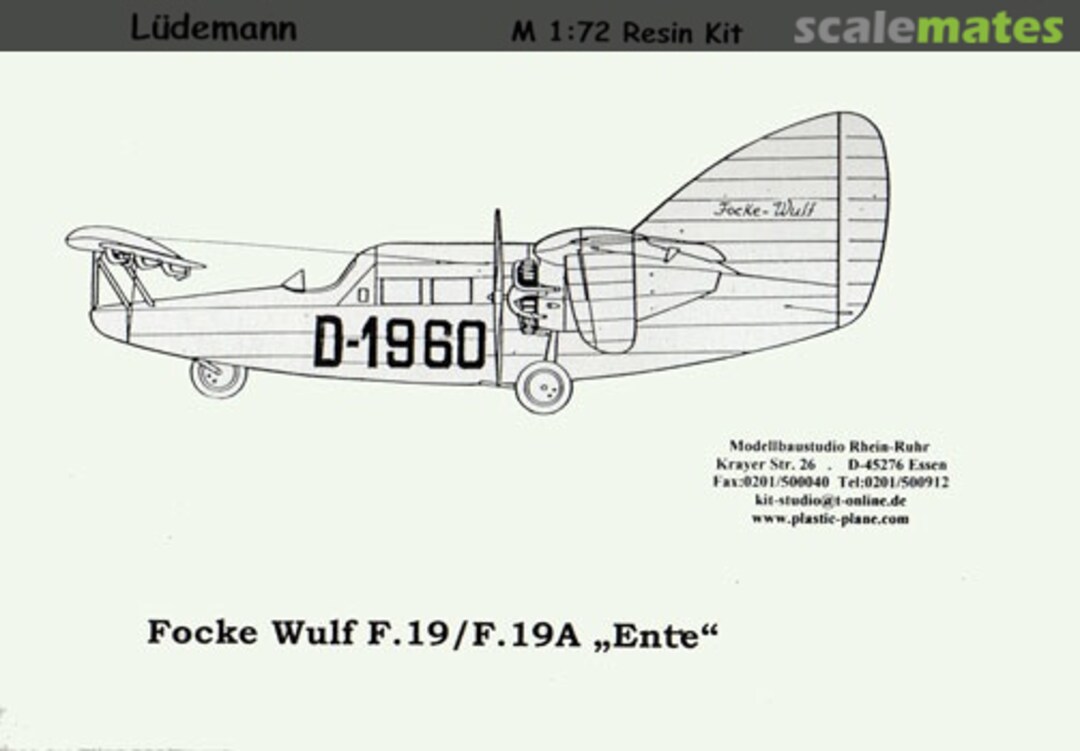 Boxart Focke Wulf F.19/F.19A "Ente" Lüdemann-Modellbau Boxart Focke Wulf F.19/F.19A "Ente" Lüdemann-Modellbau