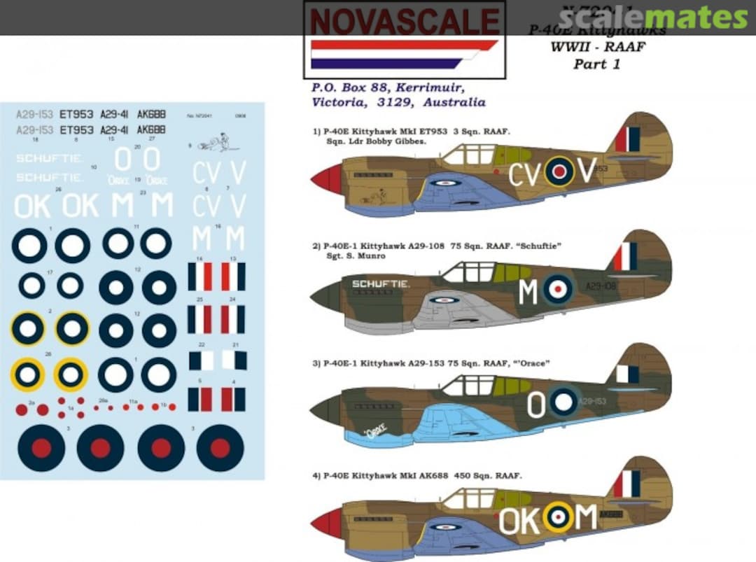 Boxart P-40E Kittyhawk WWII - RAAF - Part 1 N-72041 Novascale
