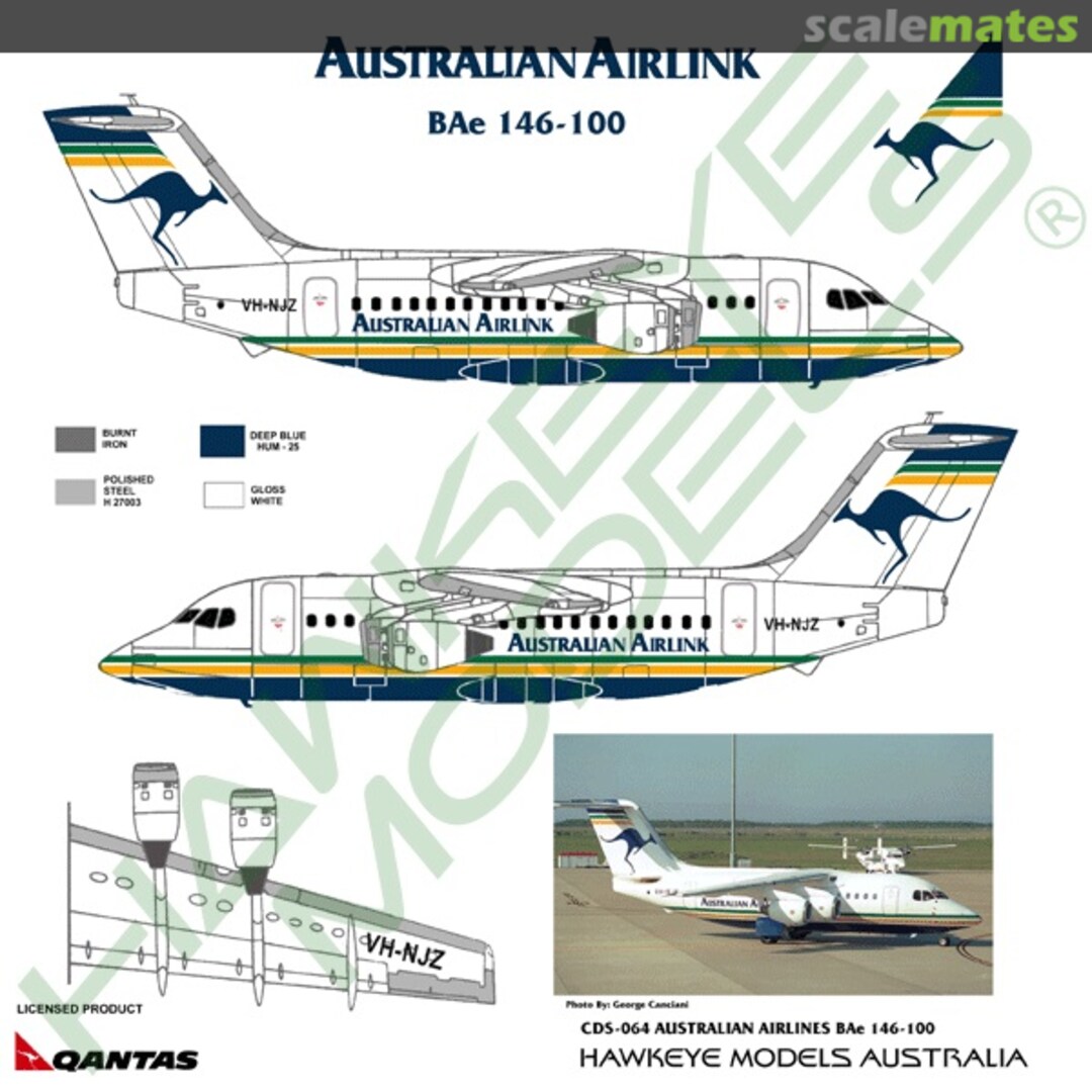 Boxart Australian Airlink - BAe146-100, late 1980s CDS-064 Hawkeye Models Boxart Australian Airlink - BAe146-100, late 1980s CDS-064 Hawkeye Models