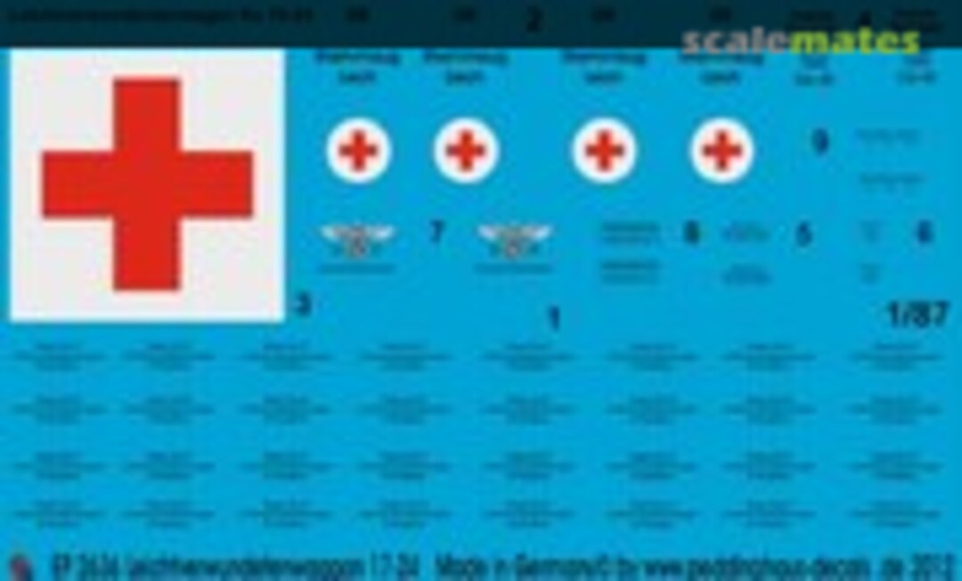 1:87 Leichtverwundentenwaggon Lazarettzug 655 (Peddinghaus-Decals EP 2636) EP 2636