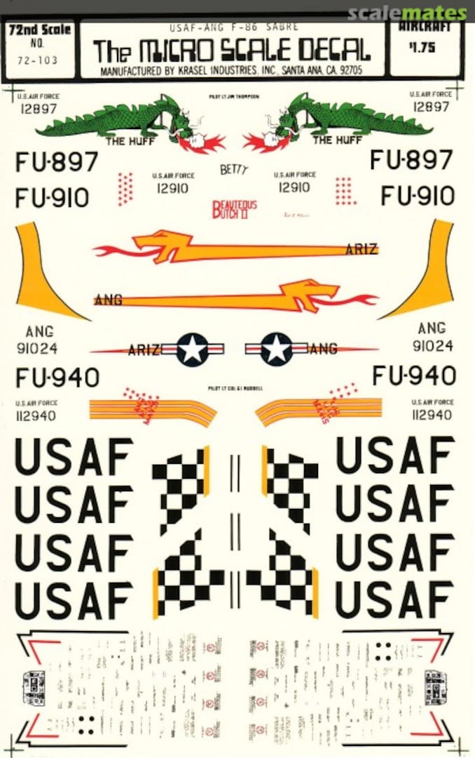 Boxart F-86 Sabre USAF-ANG 72-103 Microscale