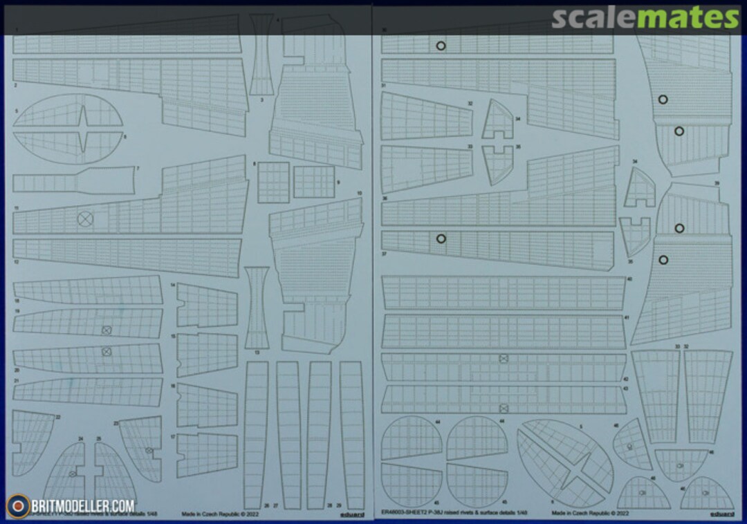 Boxart P-38J raised rivets & surface details ER48003 Eduard Boxart P-38J raised rivets & surface details ER48003 Eduard