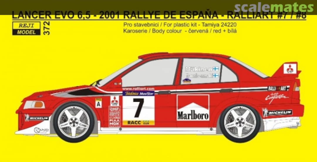 Boxart Mitsubishi Lancer EVO 6.5 Group A Ralliart Team sponsored by Marlboro #7, 8 0372 REJI Model Boxart Mitsubishi Lancer EVO 6.5 Group A Ralliart Team sponsored by Marlboro #7, 8 0372 REJI Model