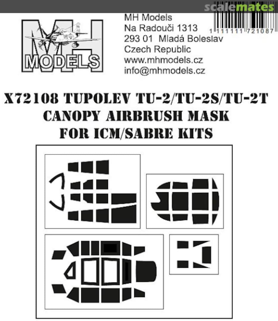 Boxart Tupolev Tu-2/Tu-2S/Tu-2T Canopy Airbrush Mask X72108 MH Models Boxart Tupolev Tu-2/Tu-2S/Tu-2T Canopy Airbrush Mask X72108 MH Models