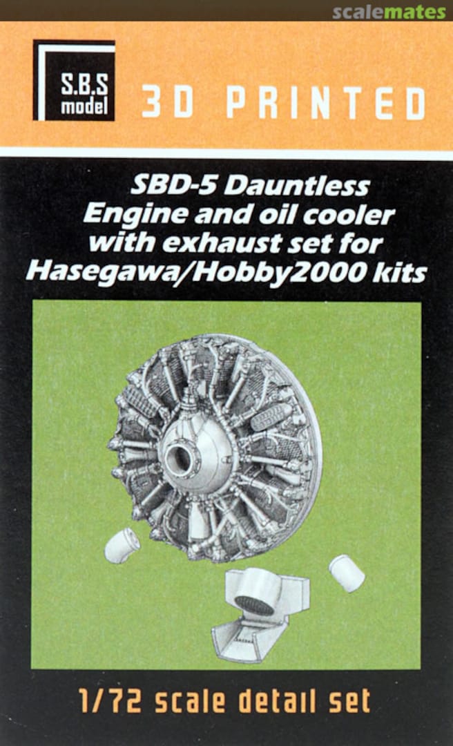 Boxart SBD-5 Dauntless engine & oil cooler with exhaust SBS-72084 SBS Model Boxart SBD-5 Dauntless engine & oil cooler with exhaust SBS-72084 SBS Model