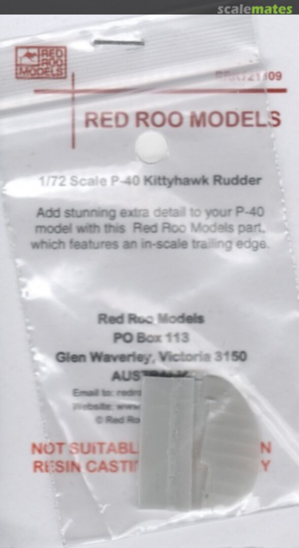 Boxart P-40 Kittyhawk Rudder RRR721109 Red Roo Models