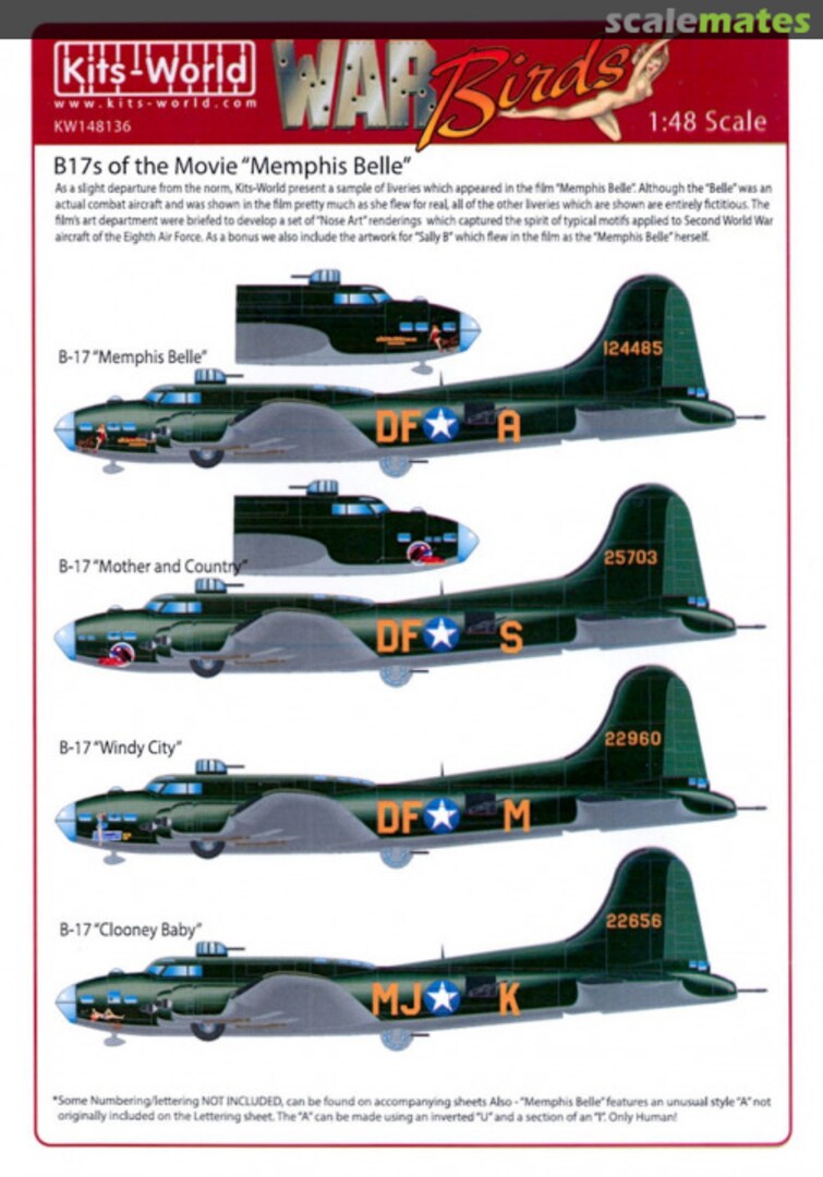 Boxart B-17s of the Movie "Memphis Belle" KW148136 Kits-World Boxart B-17s of the Movie "Memphis Belle" KW148136 Kits-World