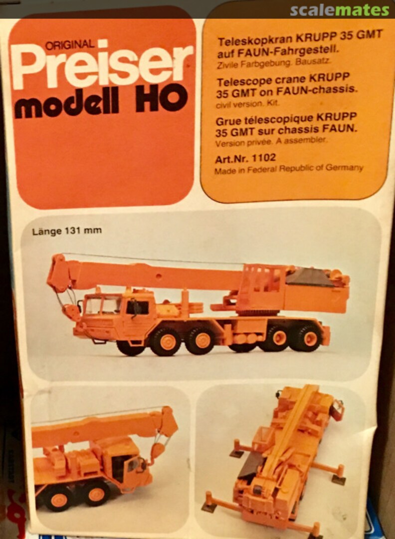 Boxart Teleskopkran Krupp 35 GMT auf Faun-Fahrgestell 1102 Preiser