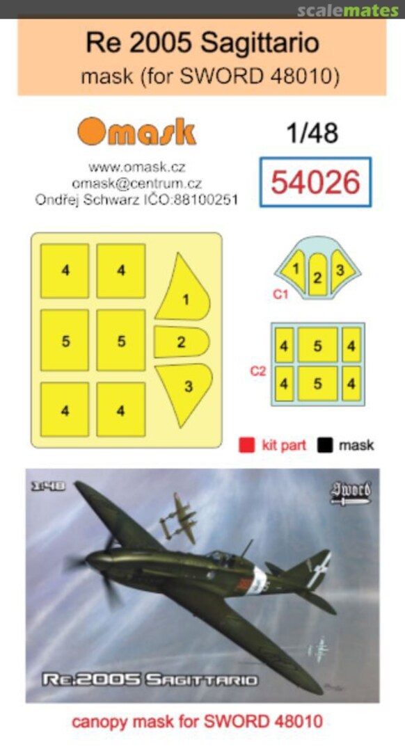 Boxart Reggiane Re 2005 Sagittario Masks (for Sword 48010) 54026 Omask