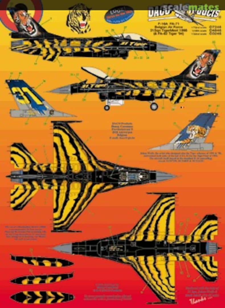 Boxart BAF F-16A 31Sqn Tiger TigerMeet 1998 DCD4846 Daco Products Boxart BAF F-16A 31Sqn Tiger TigerMeet 1998 DCD4846 Daco Products