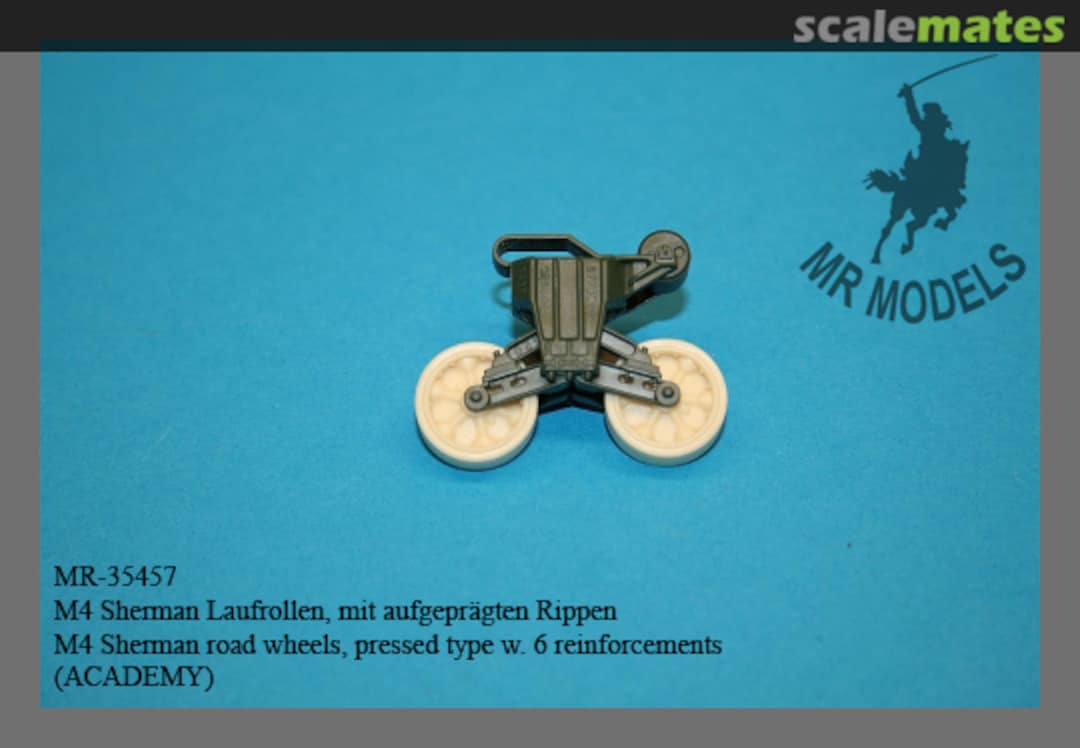 Boxart M4 Sherman road wheels, pressed type w. 6 reinforcements MR-35457 MR Modellbau Boxart M4 Sherman road wheels, pressed type w. 6 reinforcements MR-35457 MR Modellbau