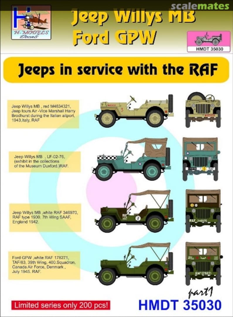 Boxart Willys Jeep MB/Ford GPW: RAF Jeeps Part 1 HMT35030 H-Models Decals Boxart Willys Jeep MB/Ford GPW: RAF Jeeps Part 1 HMT35030 H-Models Decals