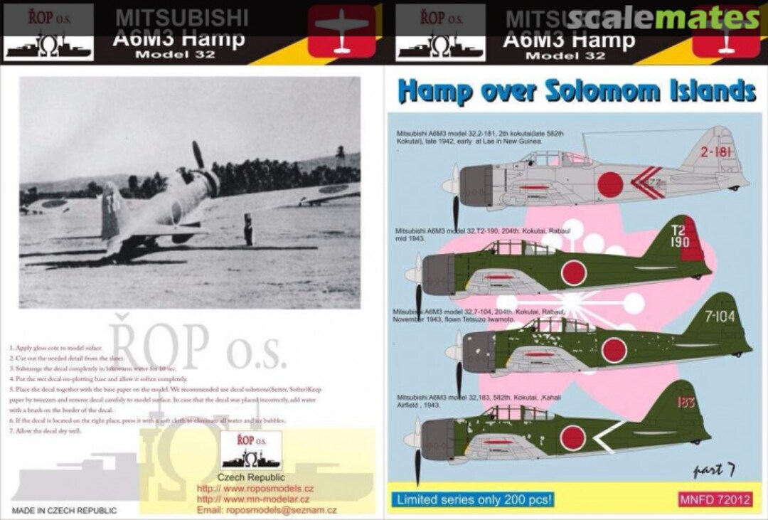 Boxart Mitsubishi A6M3 Hamp Model 32 - Hamp over Solomon Islands MNFDL72012 ROP o.s. Boxart Mitsubishi A6M3 Hamp Model 32 - Hamp over Solomon Islands MNFDL72012 ROP o.s.