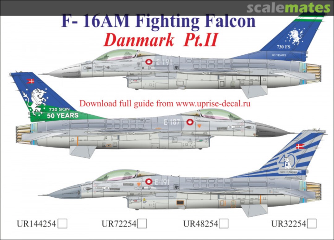 Boxart F-16AM Fighting Falcon Danmark Pt.II with stencils, FFA (removable film) UR32254 UpRise Decal Boxart F-16AM Fighting Falcon Danmark Pt.II with stencils, FFA (removable film) UR32254 UpRise Decal