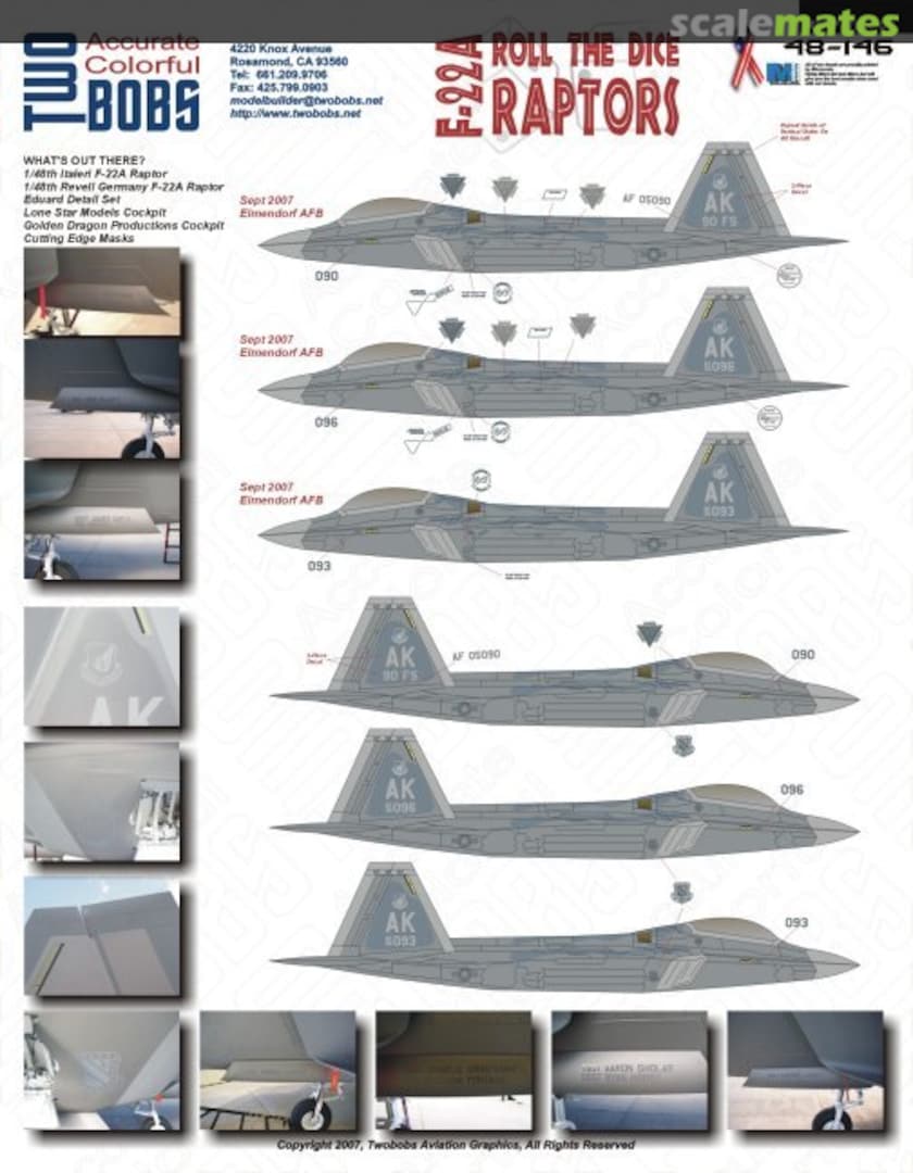 Boxart F-22A Roll The Dice Raptors 48-146 TwoBobs Aviation Graphics Boxart F-22A Roll The Dice Raptors 48-146 TwoBobs Aviation Graphics