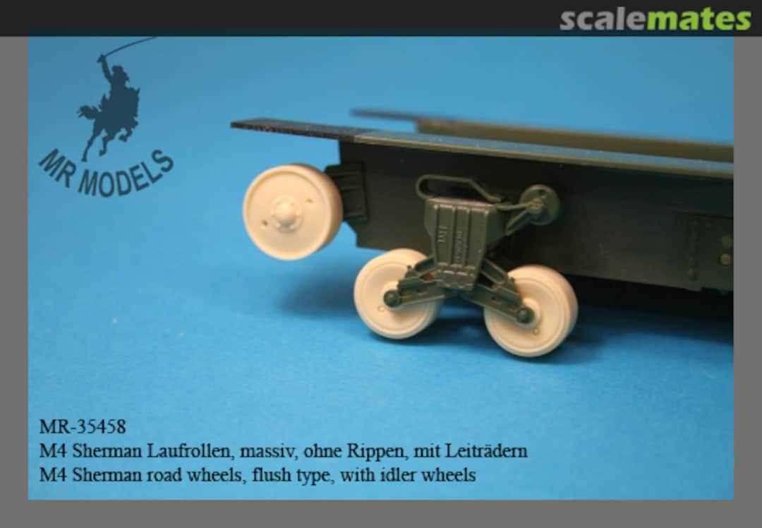 Boxart M4 Sherman road wheels, flush type, with idler wheels MR-35458 MR Modellbau Boxart M4 Sherman road wheels, flush type, with idler wheels MR-35458 MR Modellbau