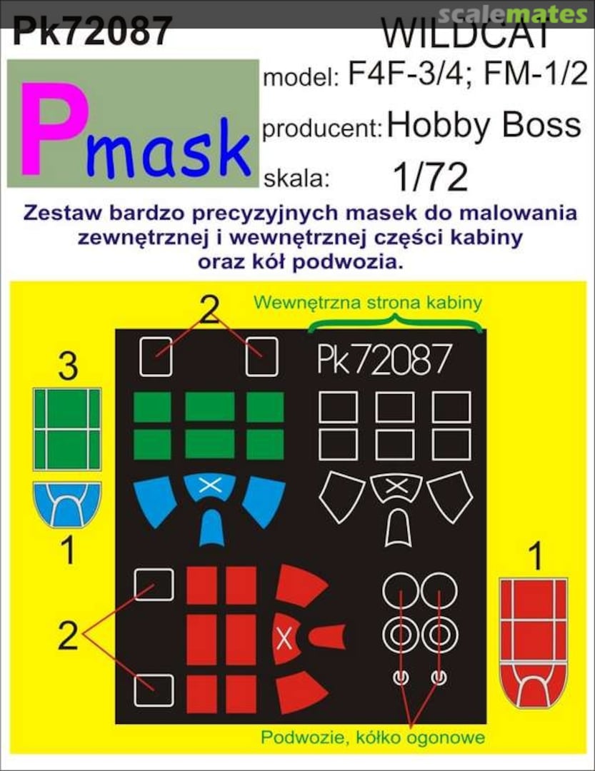 Boxart Wildcat F4F-3/4; FM-1/2 - Canopy and wheel masks PK72087 Pmask Boxart Wildcat F4F-3/4; FM-1/2 - Canopy and wheel masks PK72087 Pmask