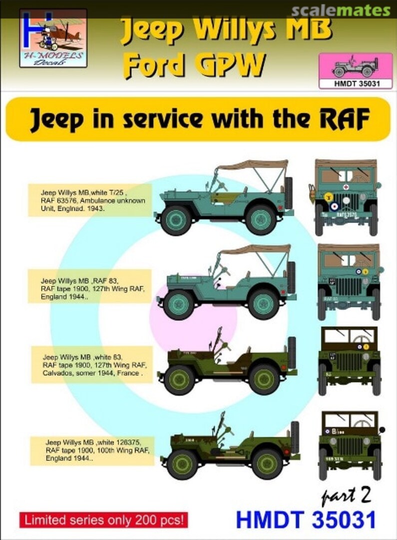 Boxart Willys Jeep MB/Ford GPW: RAF Jeeps Part 2 HMT35031 H-Models Decals Boxart Willys Jeep MB/Ford GPW: RAF Jeeps Part 2 HMT35031 H-Models Decals