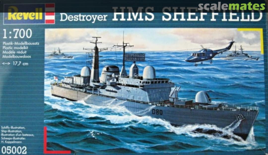 Boxart Type 42 Destroyer Batch 1 HMS D80 Sheffield 05002 Revell Boxart Type 42 Destroyer Batch 1 HMS D80 Sheffield 05002 Revell
