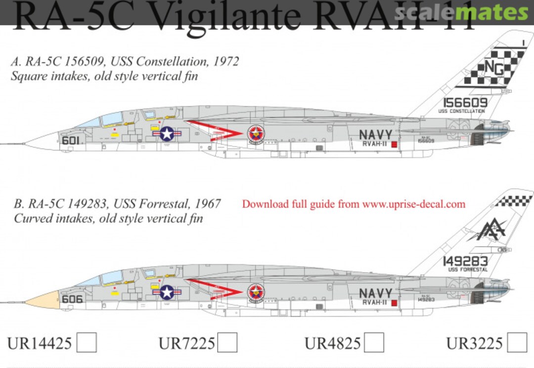 Boxart RA-5C Vigilante with stencils UR4825 UpRise Decal Boxart RA-5C Vigilante with stencils UR4825 UpRise Decal