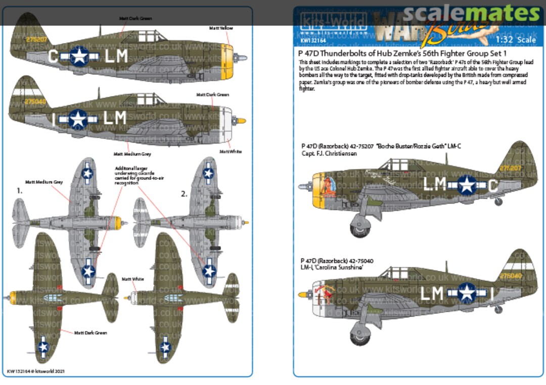 Boxart P-47D Thunderbolts of Hub Zemke's 56th Fighter Group Set 1 KW132164 Kits-World Boxart P-47D Thunderbolts of Hub Zemke's 56th Fighter Group Set 1 KW132164 Kits-World