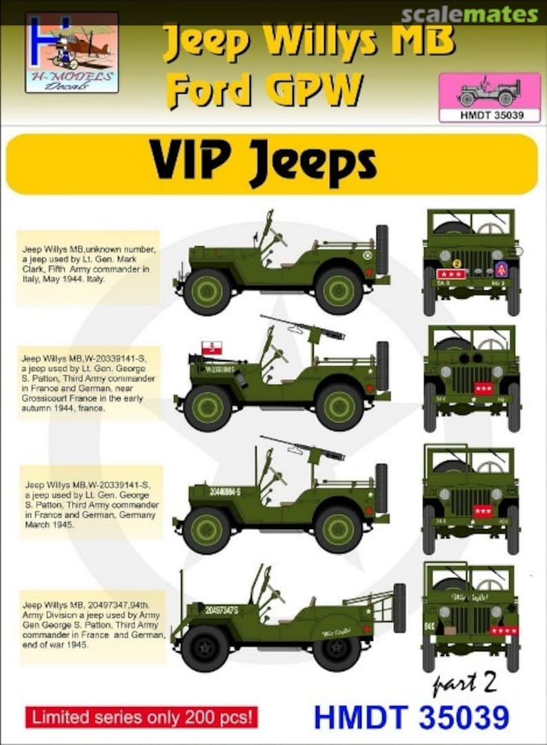 Boxart Willys Jeep MB/Ford GPW: VIP Jeeps Part 2 HMT35039 H-Models Decals Boxart Willys Jeep MB/Ford GPW: VIP Jeeps Part 2 HMT35039 H-Models Decals