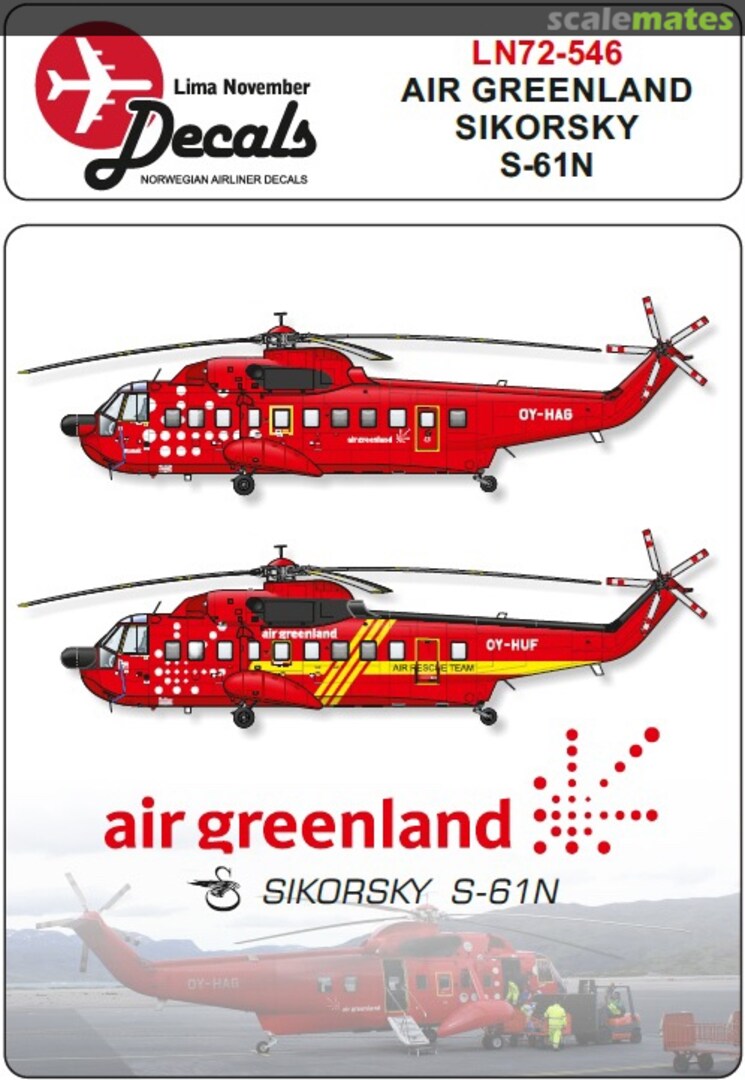 Boxart Sikorsky S-61N (Air Greenland new cs. Including masks LN72-546 Lima November Decals Boxart Sikorsky S-61N (Air Greenland new cs. Including masks LN72-546 Lima November Decals