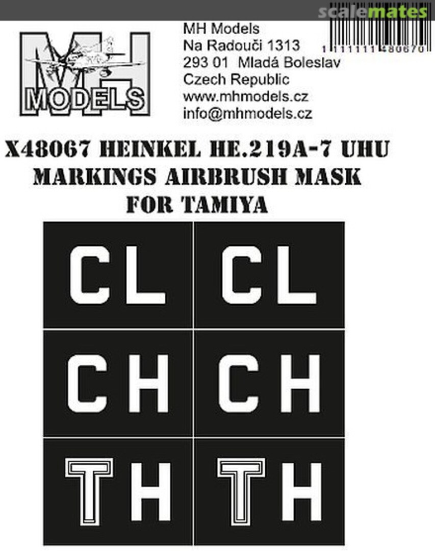 Boxart Heinkel He.219A-7 Uhu Markings Airbrush Mask X48067 MH Models Boxart Heinkel He.219A-7 Uhu Markings Airbrush Mask X48067 MH Models