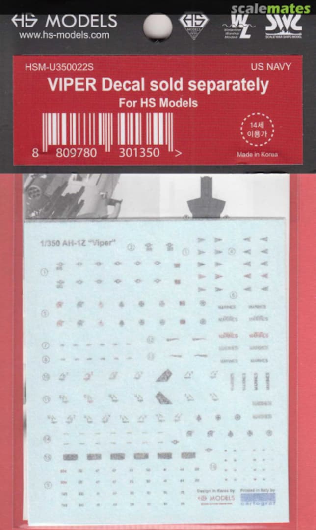 Boxart AH-1Z Viper - Decal Set HSM-U350022S HS Models Boxart AH-1Z Viper - Decal Set HSM-U350022S HS Models