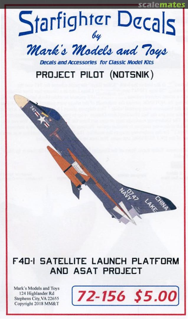 Boxart Project Pilot (NOTSNIK) 72-156 Starfighter Decals Boxart Project Pilot (NOTSNIK) 72-156 Starfighter Decals