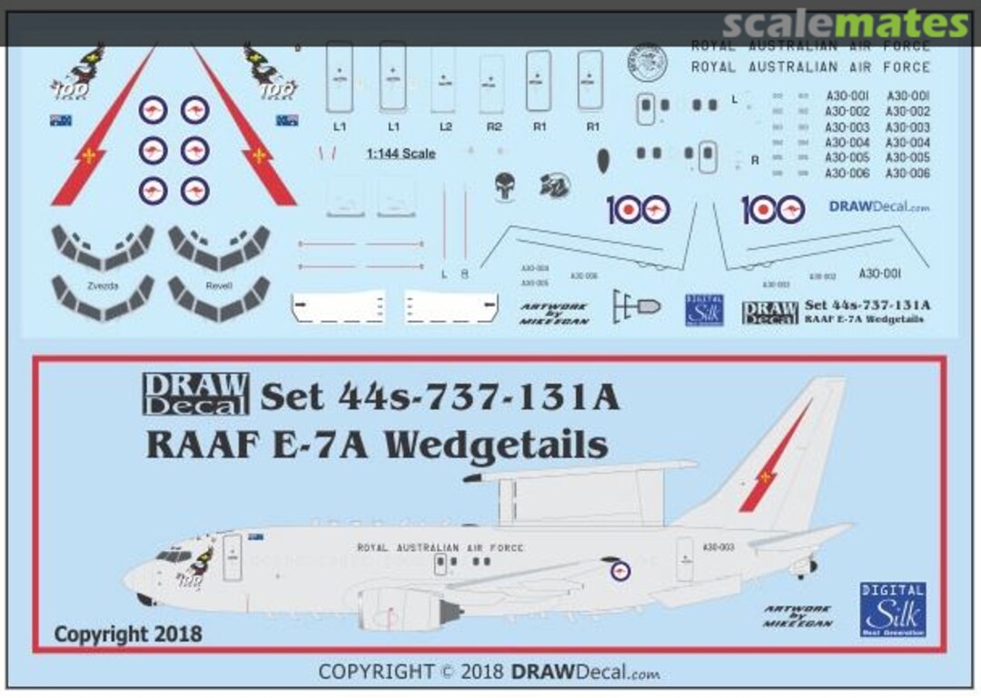 Boxart Boeing E-7A Wedgetail RAAF No 2 Sqn 44-737-131A Draw Decal Boxart Boeing E-7A Wedgetail RAAF No 2 Sqn 44-737-131A Draw Decal