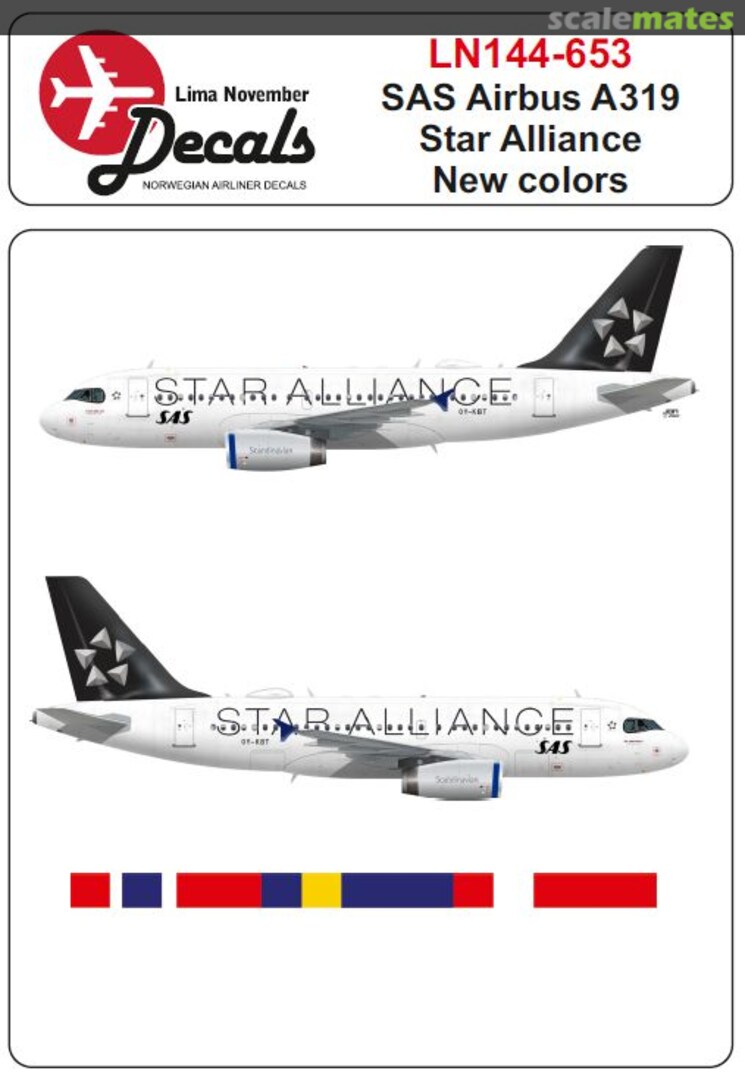 Boxart SAS Airbus A319 LN44653 Lima November Decals Boxart SAS Airbus A319 LN44653 Lima November Decals