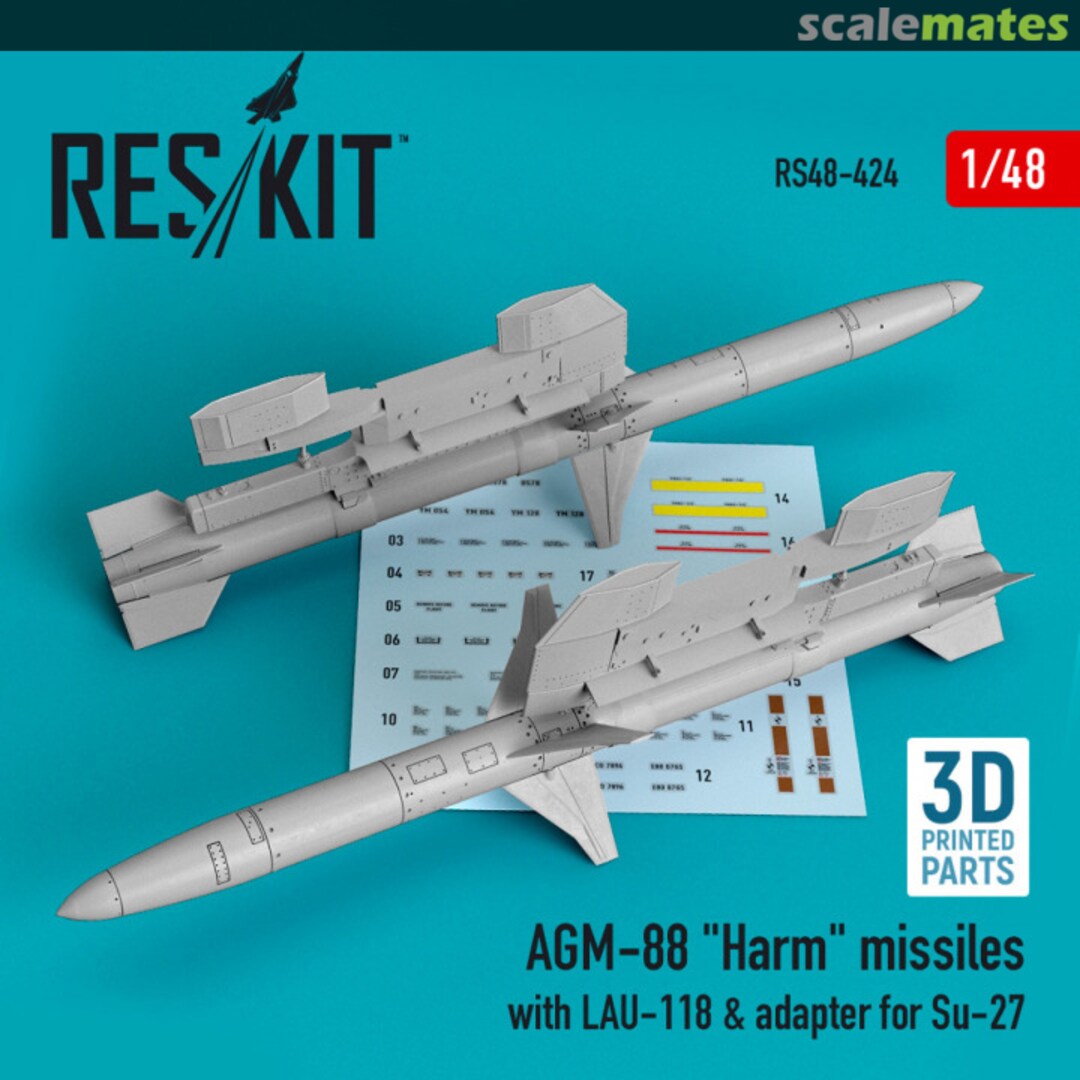 Boxart AGM-88 HARM missiles with LAU-118 & adapter RS48-0424 ResKit Boxart AGM-88 HARM missiles with LAU-118 & adapter RS48-0424 ResKit