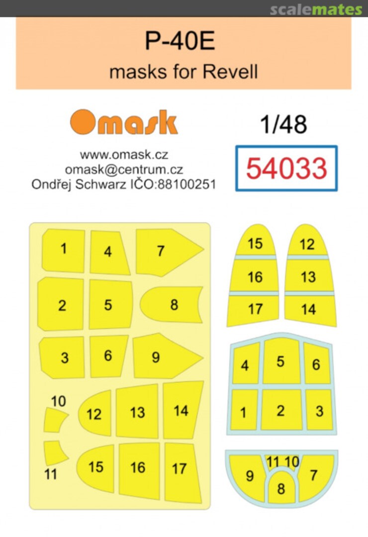 Boxart Curtiss P-40 E Masks (for Revell kits) 54033 Omask