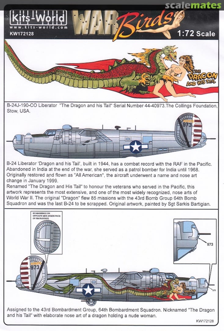 Boxart B-24J Liberator 'The Dragon and His Tail' KW172128 Kits-World Boxart B-24J Liberator 'The Dragon and His Tail' KW172128 Kits-World