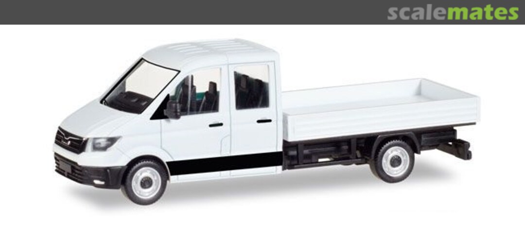 Boxart MAN TGE double cabin with platform, white 013215 Herpa Boxart MAN TGE double cabin with platform, white 013215 Herpa
