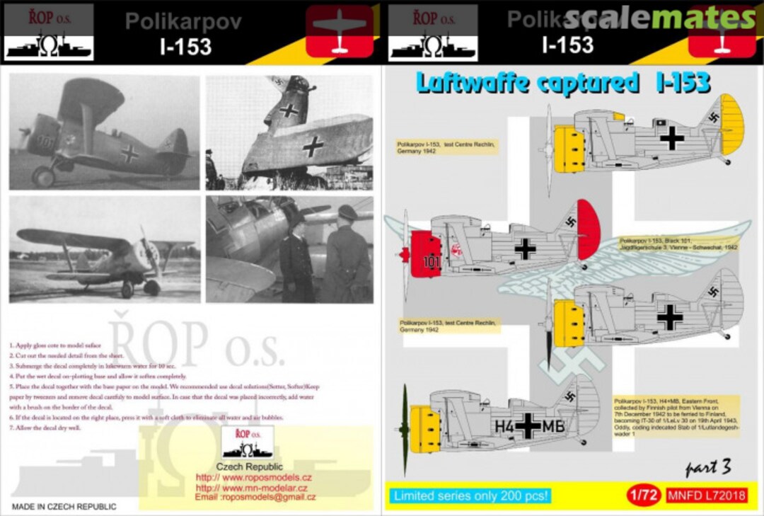 Boxart POLIKARPOV I-153 - LUFTWAFFE CAPTURED I-153 MNFDL72018 ROP o.s. Boxart POLIKARPOV I-153 - LUFTWAFFE CAPTURED I-153 MNFDL72018 ROP o.s.