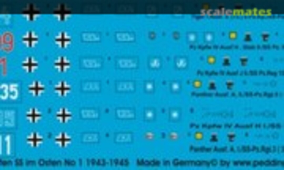 1:48 Panzer der Waffen SS im Osten No 1 1943-45 (Peddinghaus-Decals EP 2256) EP 2256