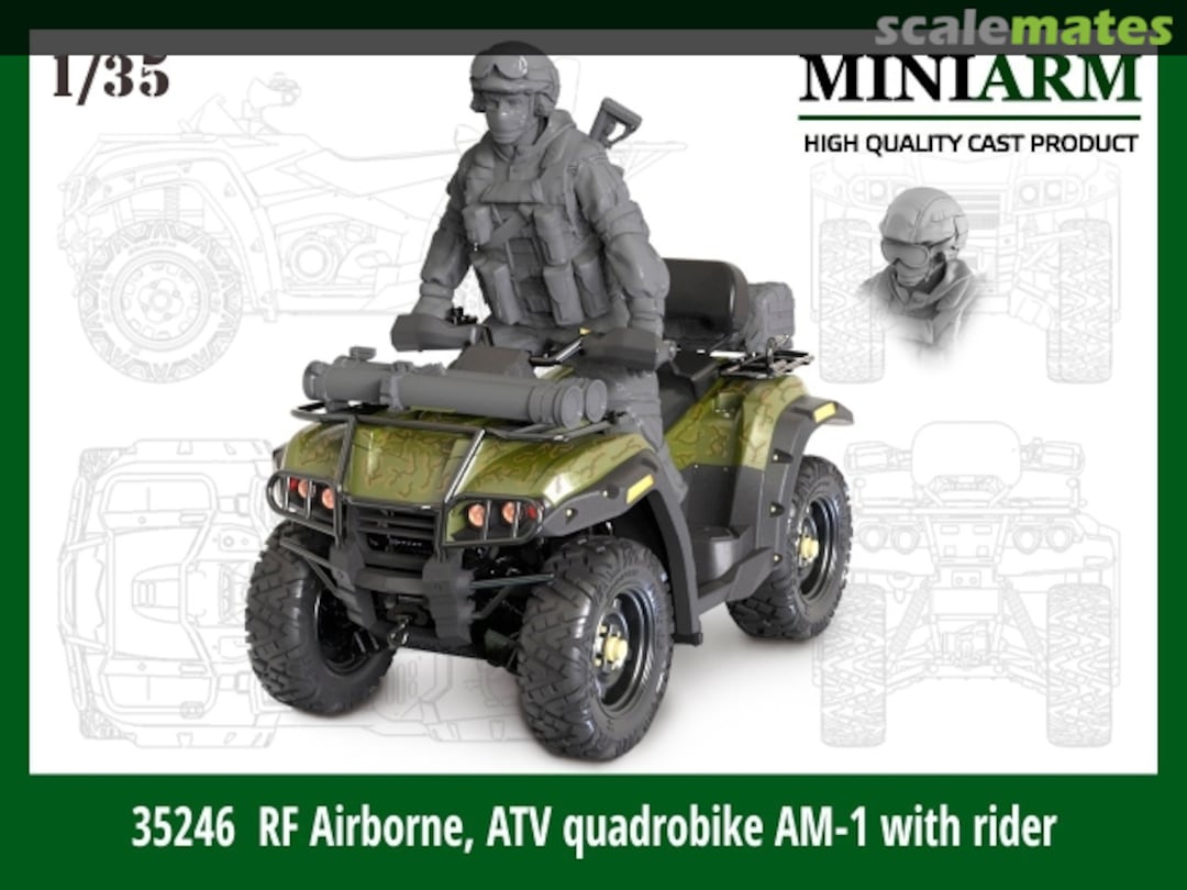 Boxart RF Airborne, ATV quadrobike AM-1 with rider 35246 Miniarm Boxart RF Airborne, ATV quadrobike AM-1 with rider 35246 Miniarm