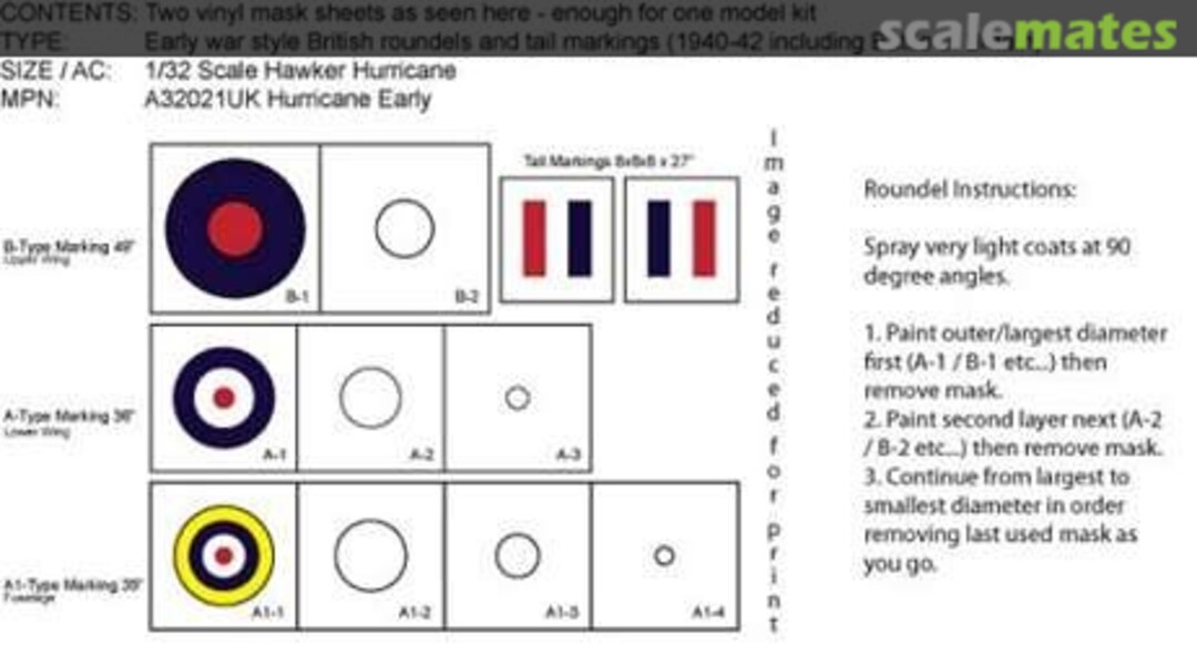 Boxart Hurricane Early War SPMA32021UK Scale Precision Paint Mask Boxart Hurricane Early War SPMA32021UK Scale Precision Paint Mask