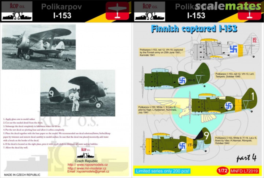 Boxart POLIKARPOV I-153 - FINNISH CAPTURED I-153 MNFDL72019 ROP o.s. Boxart POLIKARPOV I-153 - FINNISH CAPTURED I-153 MNFDL72019 ROP o.s.