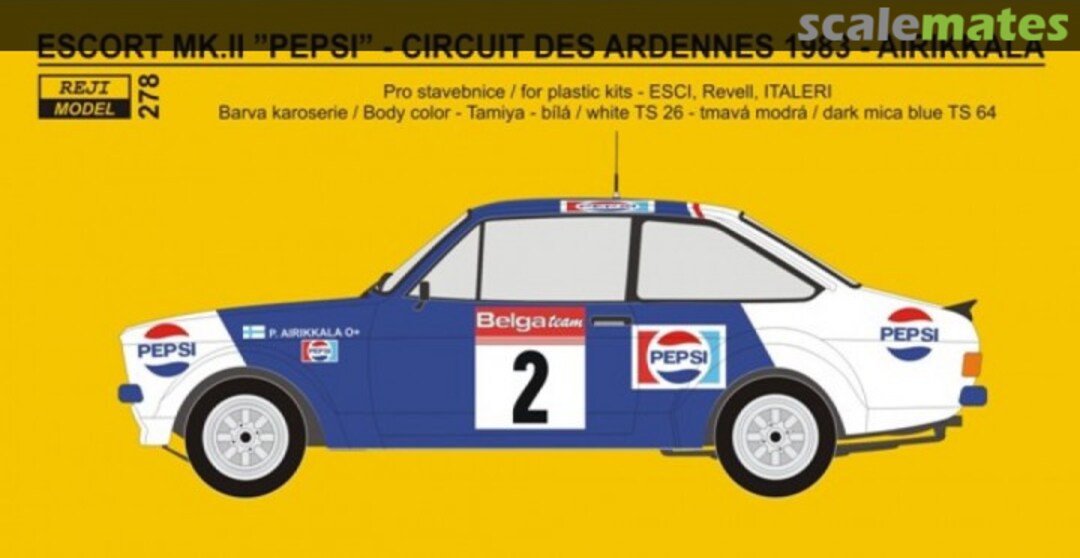 Boxart Ford Escort Mk. II RS1800 Pepsi #2 278 REJI Model