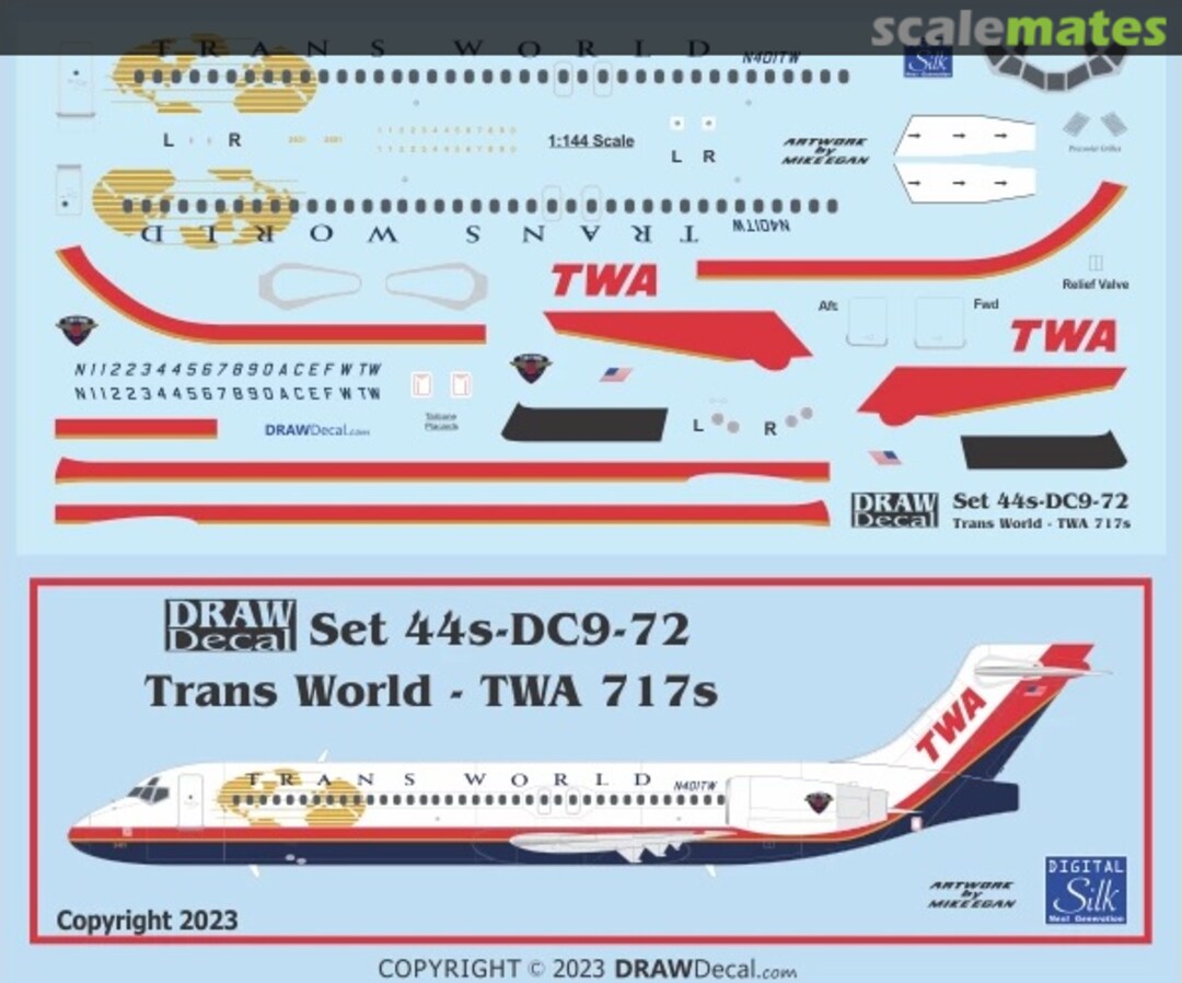 Boxart Trans World – TWA 717s 44-DC9-72 Draw Decal Boxart Trans World – TWA 717s 44-DC9-72 Draw Decal