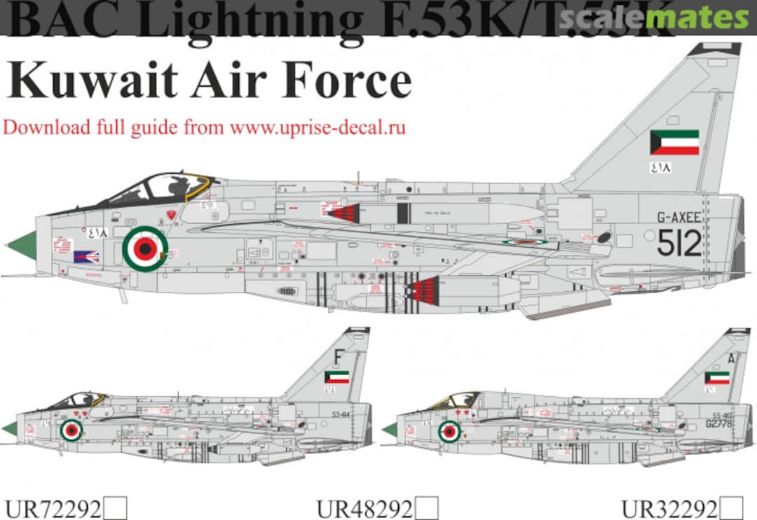 Boxart BAC Lightning F.53K/T.55K Kuwait Air Force UR72292 UpRise Decal Boxart BAC Lightning F.53K/T.55K Kuwait Air Force UR72292 UpRise Decal