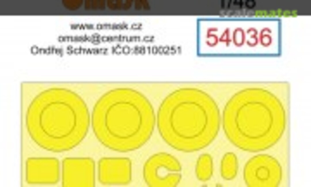 1:48 North American P-51 B Mustang Masks (for Tamiya kits) (Omask 54036) 54036