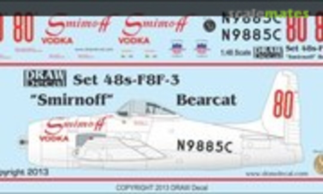 1:48 "Smirnoff" F8F-2 Bearcat (Draw Decal 48-F8F-3) 48-F8F-3
