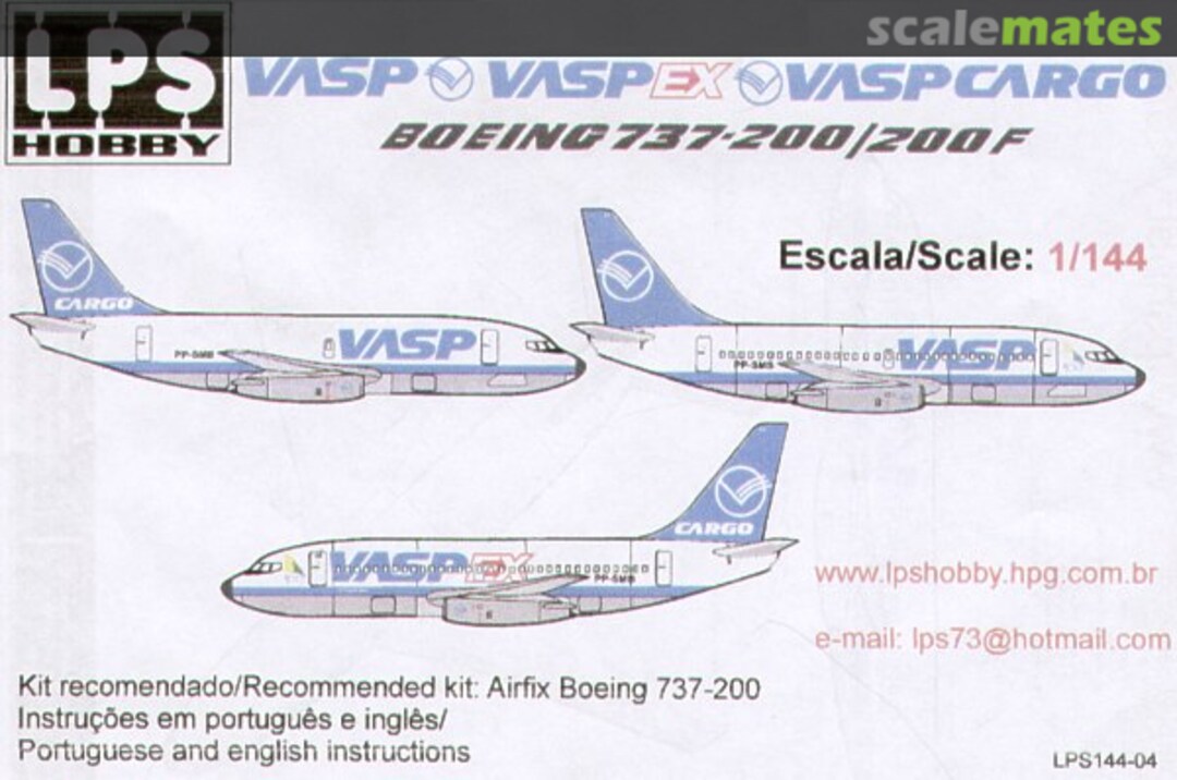 Boxart Boeing 737-200 VASP PP-SMB/SMS LPS144-04 LPS Hobby Boxart Boeing 737-200 VASP PP-SMB/SMS LPS144-04 LPS Hobby